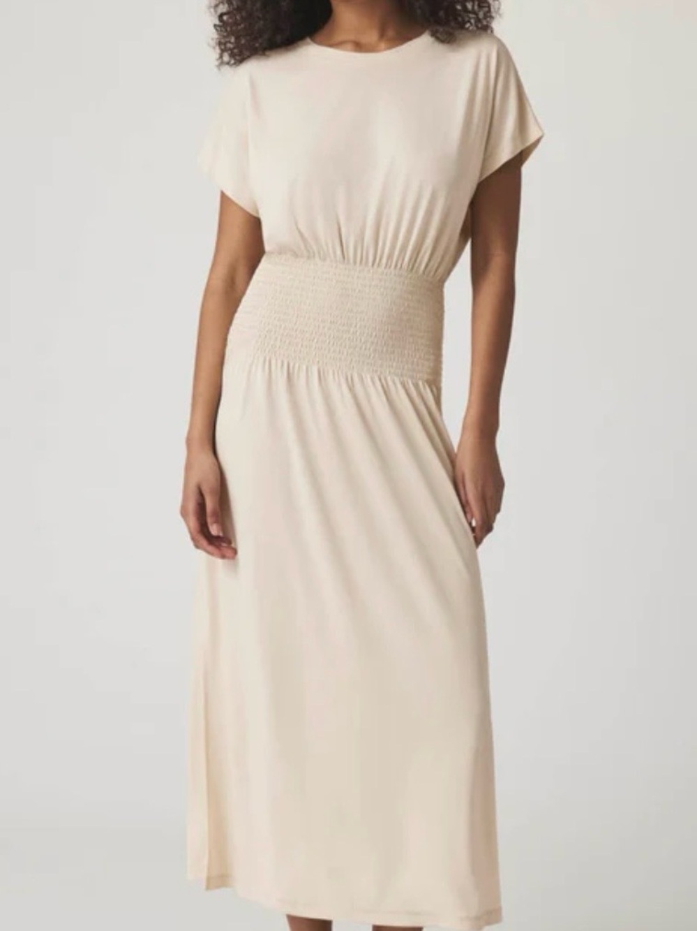 Splendid Cream Smocked-Waist Maxi Dress